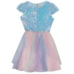 Rare Editions - Glitter Cascade Mesh Skirt Dress